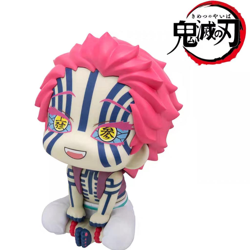 Demon Slayer Akaza Anime Figure - Upper Moon Three Collectible Movable Head Joint, Chibi Cute Pose Anime Statue for Desk Display