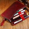 Leather Zipper Pen Case Leather For Men Women Holder Bag Pen Pouch Removable Pen Tray Organizer for School Student Stationery