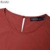 ZANZEA Women Casual Round Neck Solid Color Half Sleeve Dress