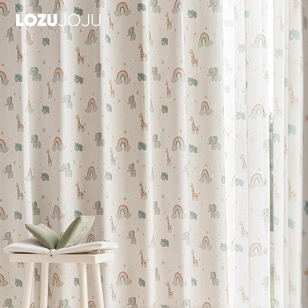 1PC LOZUJOJU 90% Blackout Curtain Rainbow Pattern Children's Cartoon Printed Curtain for Bedroom Living Room Window for Home Decor
