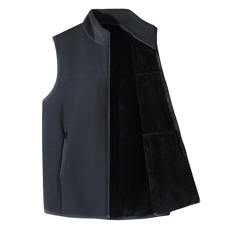 Men's Fleece Vest, Men's Fleece Loose Standing Collar, Camisole, Large Size