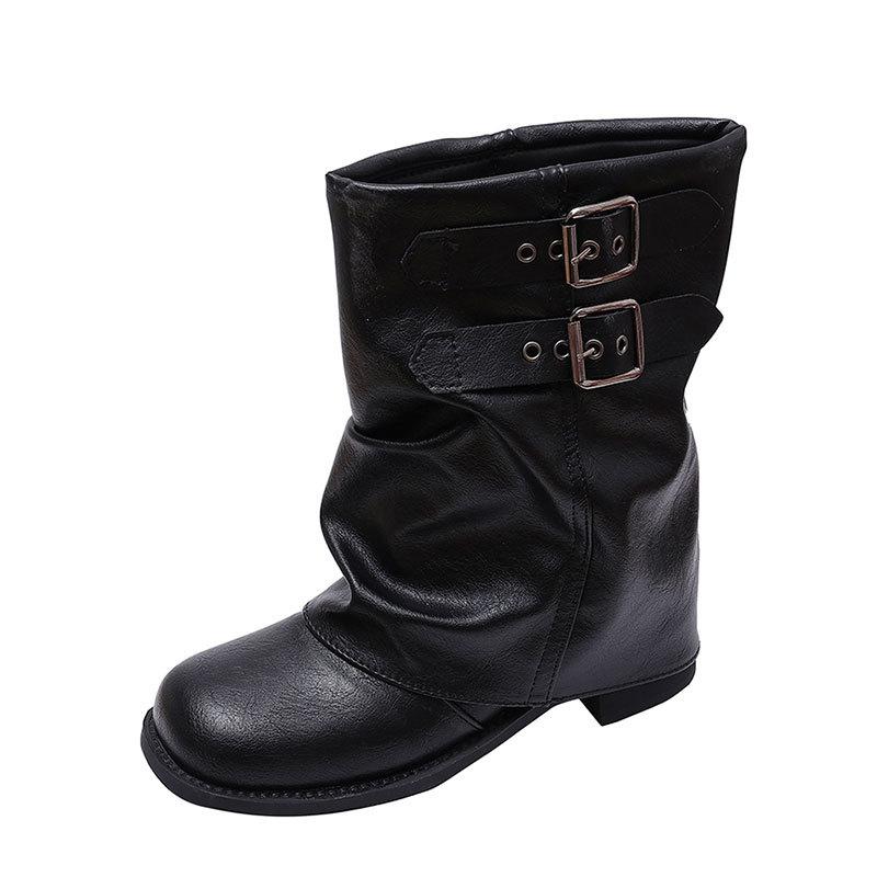 Retro Western Cowboy Boots Women's 0000 Autumn New Niche Short Martin Boots Versatile Explosive Folded Pile Boots