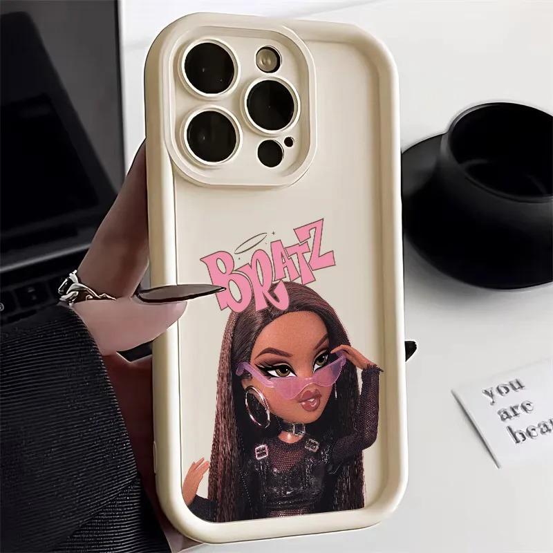 Soft Silicone Case For iPhone 16 Pro 14 15 Plus 11 12 13 Mini 15 Pro Max Coque 16Pro Shockproof Phone Cover Fashion Bratz Cute