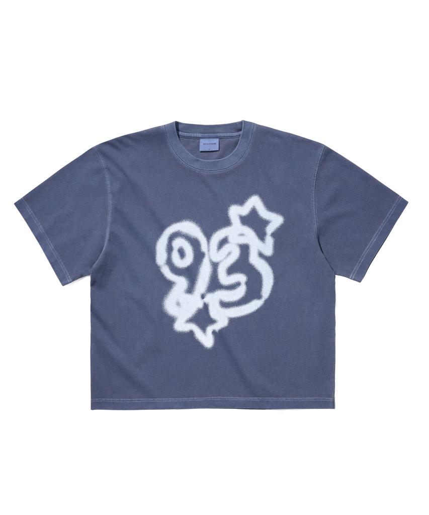1993STUDIO 93 Spray Pigment Crop Fit T-Shirt_Navy