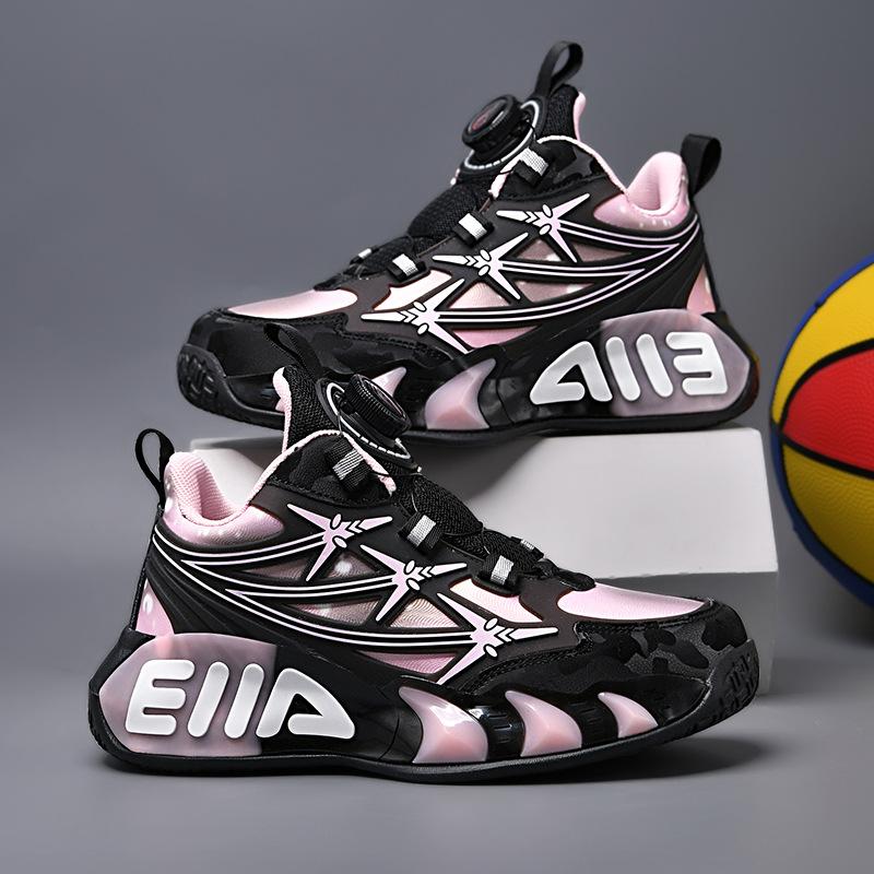 2025 New Spring Leather Children's Basketball Shoes Boys' Shoes Non-slip Sports Shoes Medium and Older Children's Wear-resistant Running Shoes