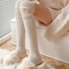 Jednobarevné Stehenní Vysoké punčochy Ženy Trendy Ležérní Nad kolena Dámské dlouhé ponožky Teplé bavlněné legíny s dlouhým rukávem
