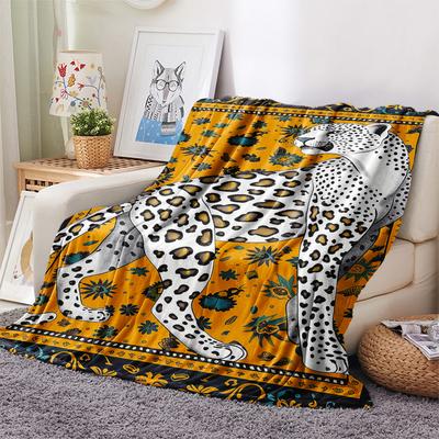 Leopard Sheep Print Flannel Blanket, High Quality Comfortable for All Seasons, Home Decor, Warmth and Comfort, Perfect for Christmas Gifts