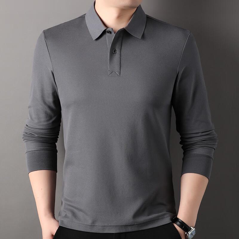 Hengyuanxiang Men's Business Casual Long-Sleeve Polo Shirt