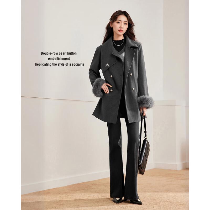IEF French Retro Elegant Wool Blend Overcoat