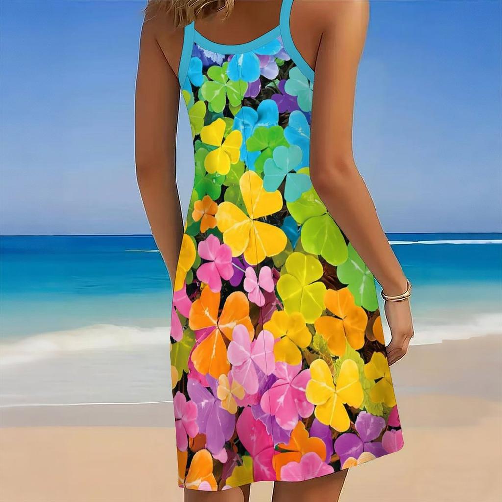Women's Beach Dress Mini Dress Flower Print Casual Modern Dress Sleeveless Loose Fit Outdoor Daily Summer