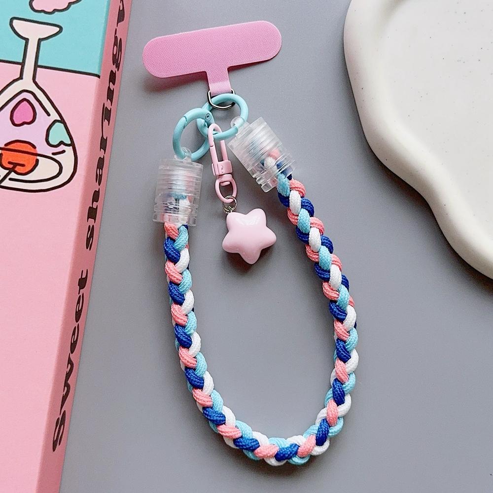 

Universal Braided Mobile Phone Lanyard Strap Cartoon Star Hanging Chain Ring Cord with Patch Wrist Strap Cell Phone Detachable