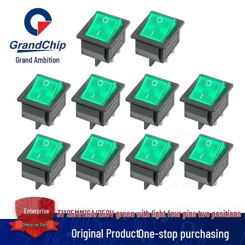 KCD4 High Power Boat Rocker Switch, 4/6 Pin, Red/Green Light, 31x25mm, 16A 250V