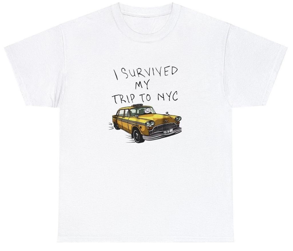 I Survived My Trip To Nyc New York T Shirt Funny Yellow Taxi Usa Cool Gift Tee