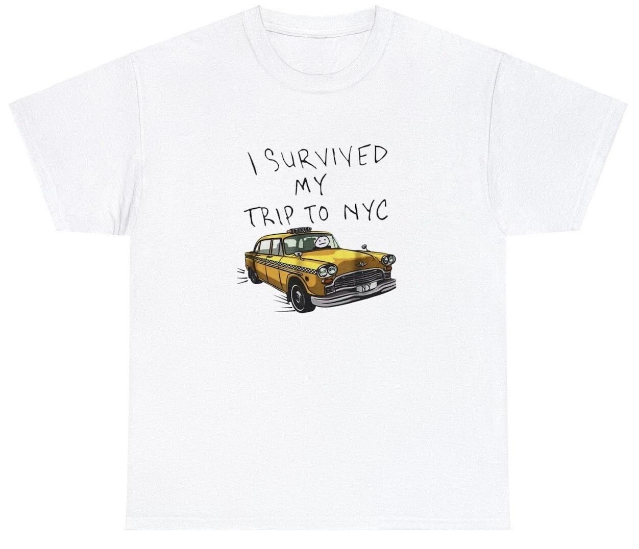

I Survived My Trip To Nyc New York T Shirt Funny Yellow Taxi Usa Cool Gift Tee XL