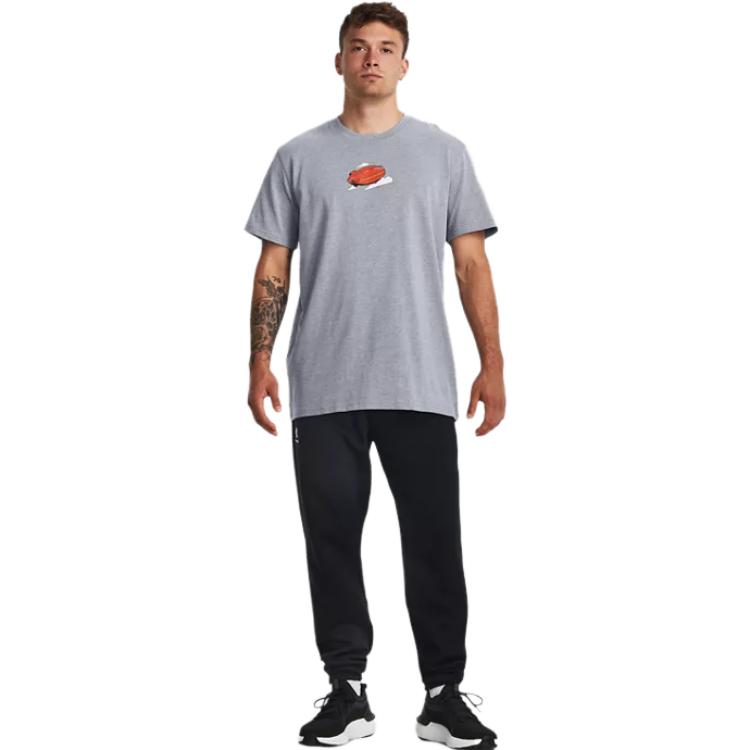 Under Armour T Shirts Men's Gray Crew Neck Moderate Straight Fit 1379556-035