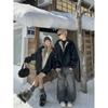 Winter Vintage Pilot Leather Jacket Seat Mountain Carving Cotton Jacket Men's and Women's
