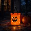 Festival Party Supply for Candy Glowing Pumpkin Bag with LED Lights, Reusable Halloween Treat Spooky Tote Lights Kids, Trick or Handbag Favors