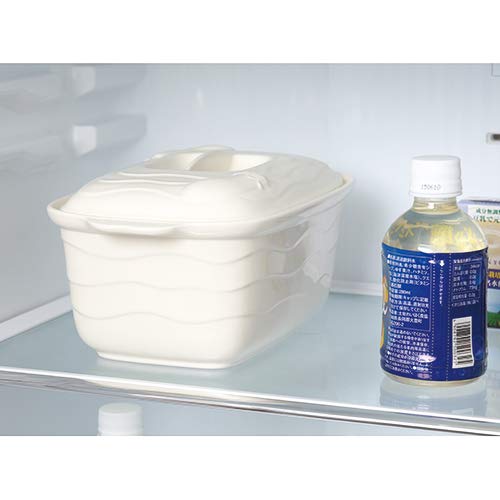 White pickle bowl with drainer, made in Japan, refrigerator safe