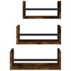 3 Piece Wall Shelf Set with Bars Smoked Oak Wood Based Material