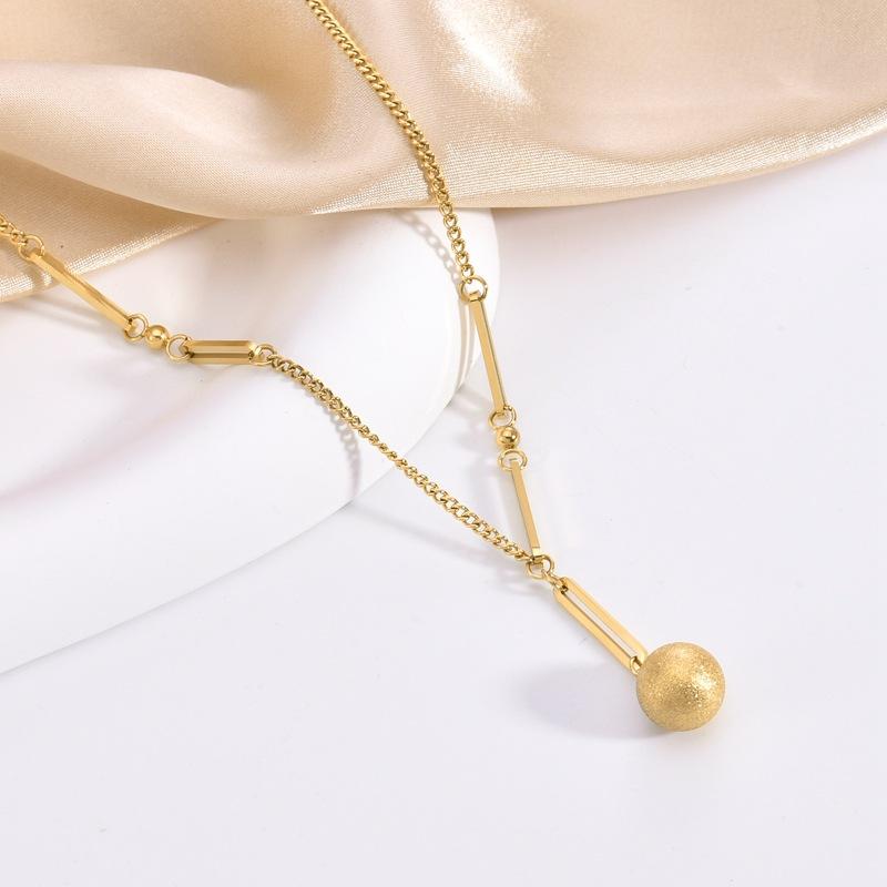 

European and American Versatile Frosted Round Gold Ball Necklace Niche Design Light Luxury Collarbone Chain Pendant Chain Jewelry 2026 45CM золотой