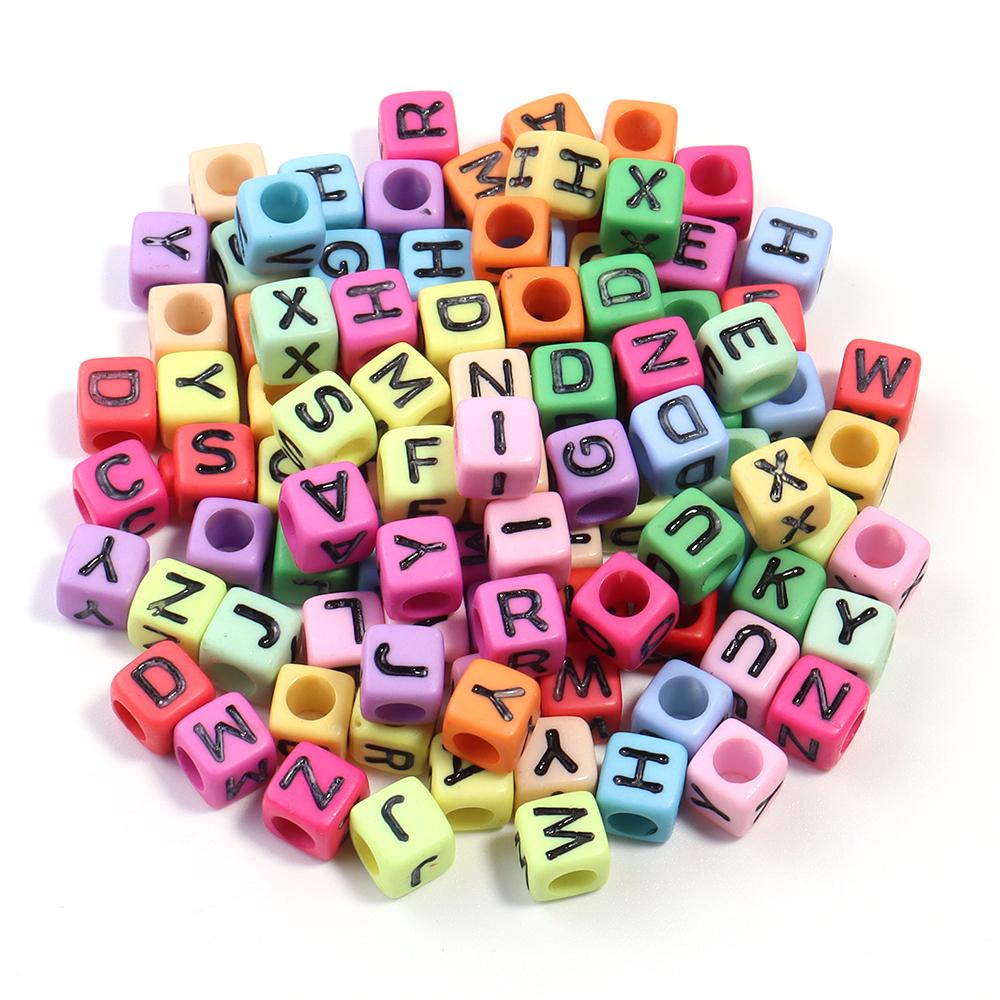 

100pcs 6mm Acrylic Square Letter Beads Mixed Alphabet Loose Beads For Jewelry Making DIY Crafts Bracelets Necklace Accessories