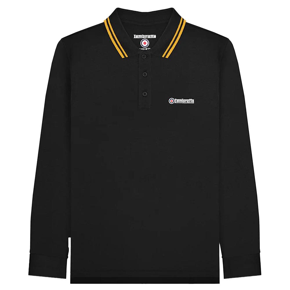 Lambretta Heren Polo met Tip Lange Mouw XXL R zwart