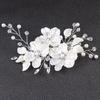 White Floral Bridal Hair Clip With Faux Pearls And Rhinestones For Wedding Prom Bridesmaid Events