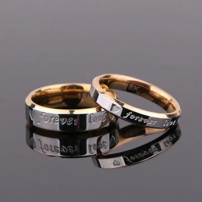 Chic Couple Ring Men/Women Forever Love Gold Silver Plated Steel Wedding Engagement Band Rings Jewelry Gift