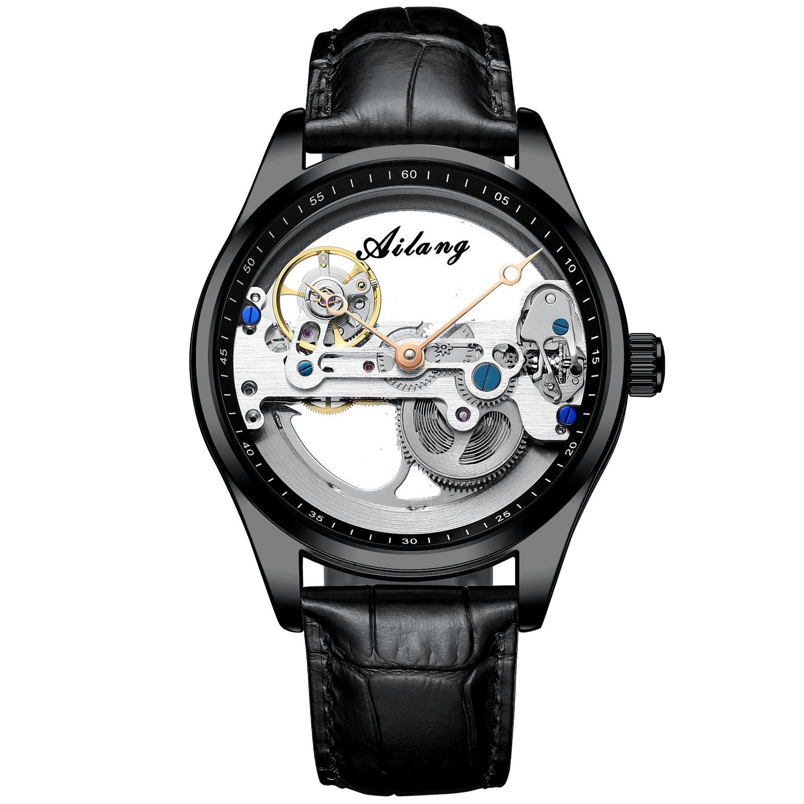 

AILANG New Automatic Skeleton Mechanical Watch Men Корейська мода водонепроникний чоловічий механічний годинник