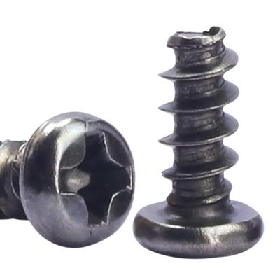 Schwarz vernickelte selbstschneidende Schrauben, Kreuzschlitz-Rund-/Senkkopf, Flachspitze, M2/M3/M4/M5