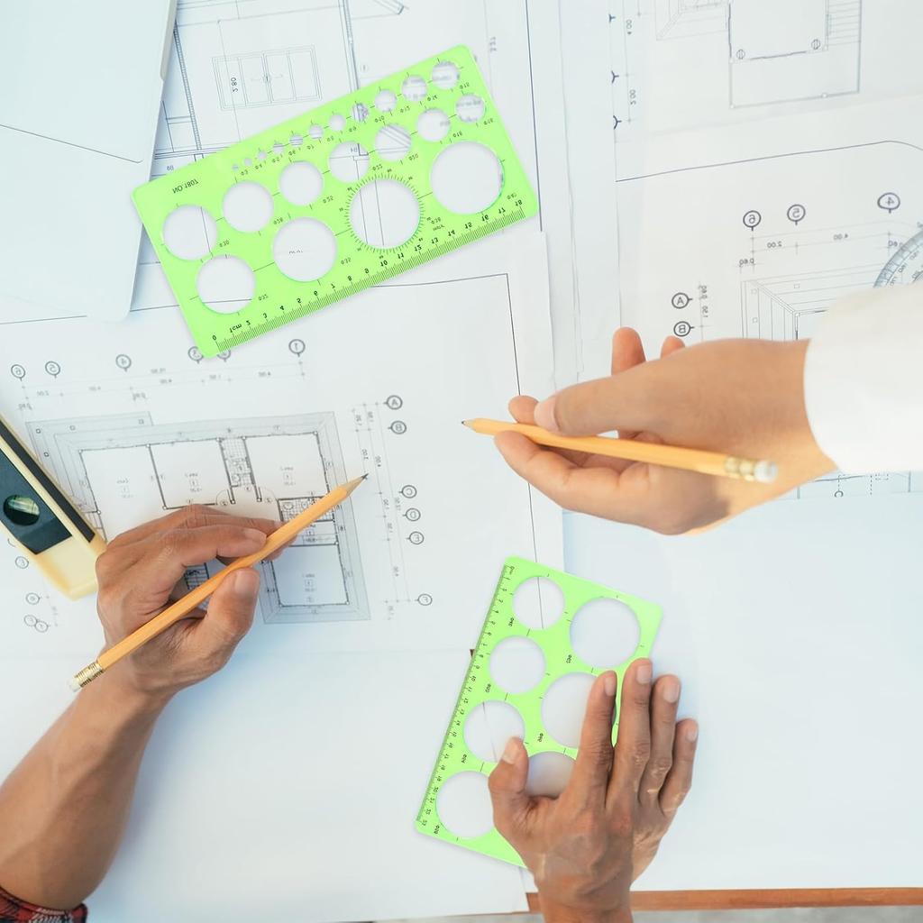 Circle Template for Drawing Drafting, 4Pcs Plastic Circle/Oval/Triangle Shape Stencil for Painting, Ymapinc Transparent Geometric Measuring Rulers