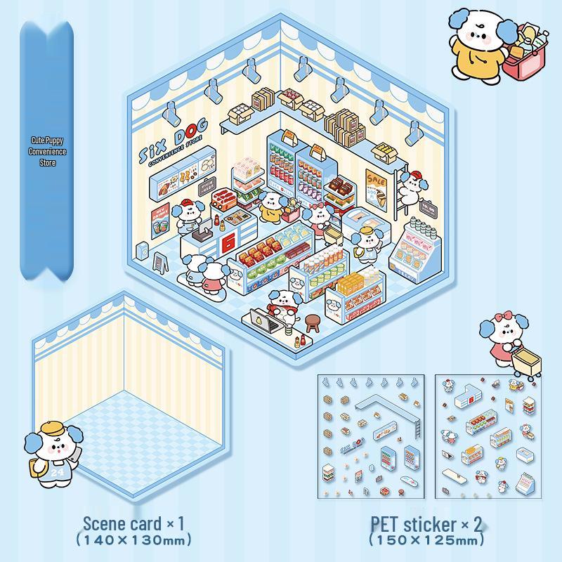 Cute 3D Cartoon Cottage Landscaping Stickers for Collage Journals