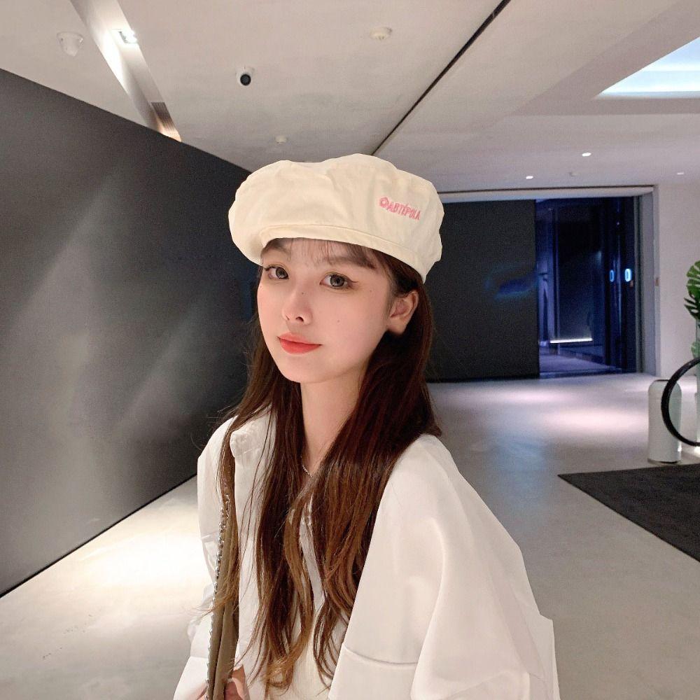 Flat Women Beanie Hat Solid Color Octagonal Caps Casual Double-sided Beret  Women