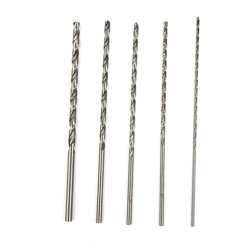 5pcs 2/3/3.5/4/5mm Extra Long HSS Drill Bit Set High Speed Steel Drill Bits For Wood/aluminum/plastic Power Tool Accessories
