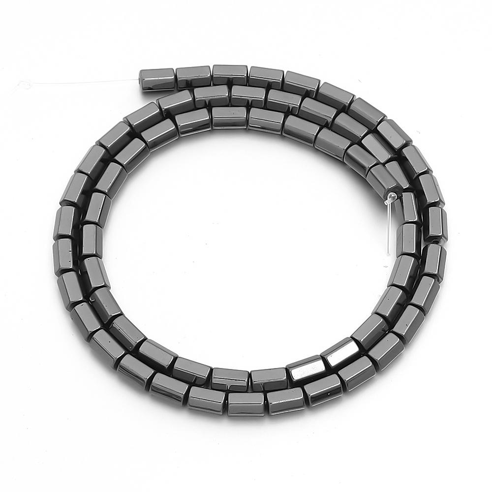 

Natural Hematite Stone Beads Hexagonal Straight Tube Loose Spacer Beads For Jewelry Making DIY Bracelets Necklace Accessories