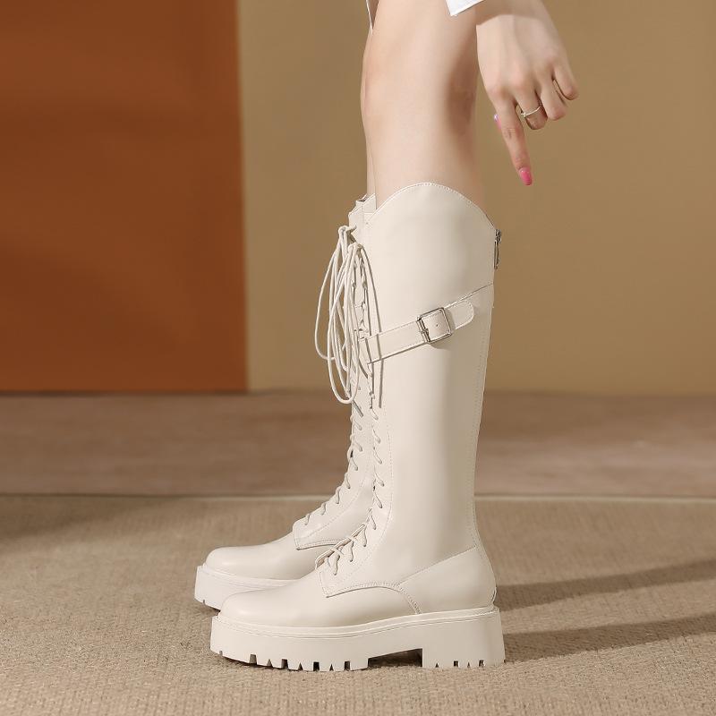 Locomotive Boots Women's Autumn and Winter 2025 New Knight Boots Women's Thick-soled Lace-up Boots Women's Thin High Boots Children