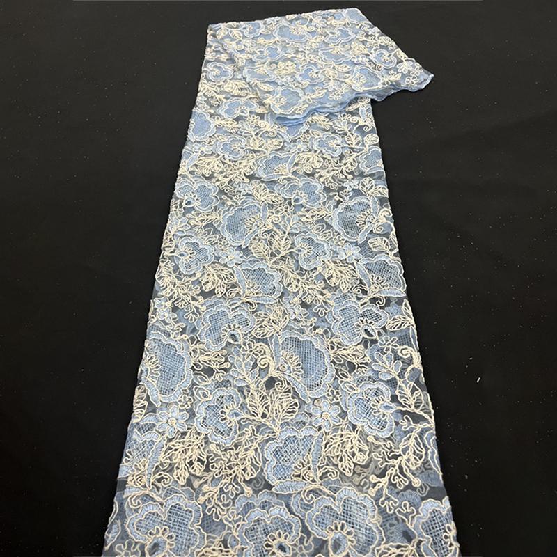 1 Yards Luxury Flower Embroidery Fabric High Quality Tulle Lace Designer Fabric For Diy Sewing Wedding Party Dress Decor