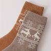 5 Pairs Women Thermal Wool Winter Socks - Christmas Reindeer & Snowflake Design, Thick Warm Mid-Calf Elegant Casual Socks, Comfortable Sock Material