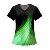 Women's Fashion Printed Short Sleeve V Neck Pattern Tops Pocket Working T-shirts