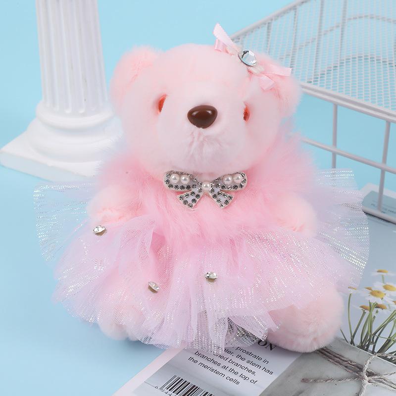 Cute Mini Plush Bear Keychain Fashionable Cartoon Doll Pendant Bag Charm For Women