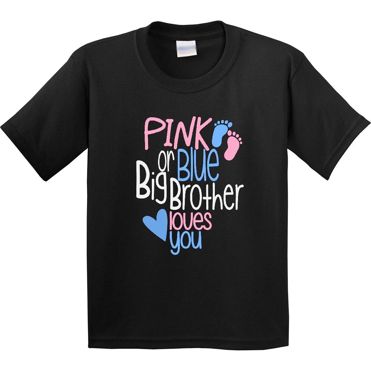 Inktastic Pink Or Blue, Big Brother Loves You Footprints And Heart Youth kids boys T-Shirt 160