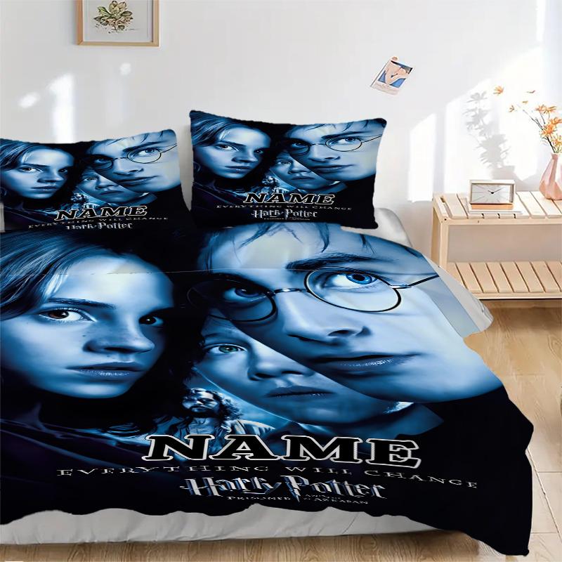 Custom Textile Harry Potter Floral Bedding 3 Piece Set HD Print Duvet Cover Pillowcases for Teens Adult Bedroom Decoration
