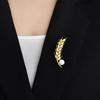 Gold Crystal Wheat Ear Brooch - Anti-Exposure Pin for Women’s Suit Shirt, Small Fragrance Style, Personalized Diamond Collar Pin