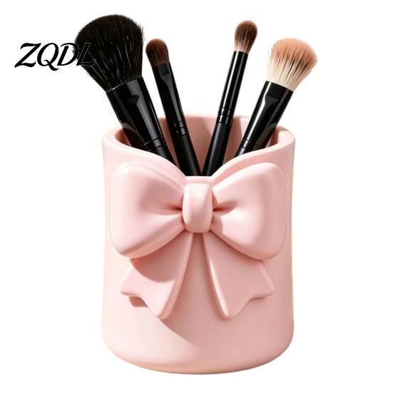 Stationery And Cosmetic Holder Storage Box with Bow Decor, 3D Printed Multifunctional Makeup Organizer, Organized Tool Durable Plastic Case