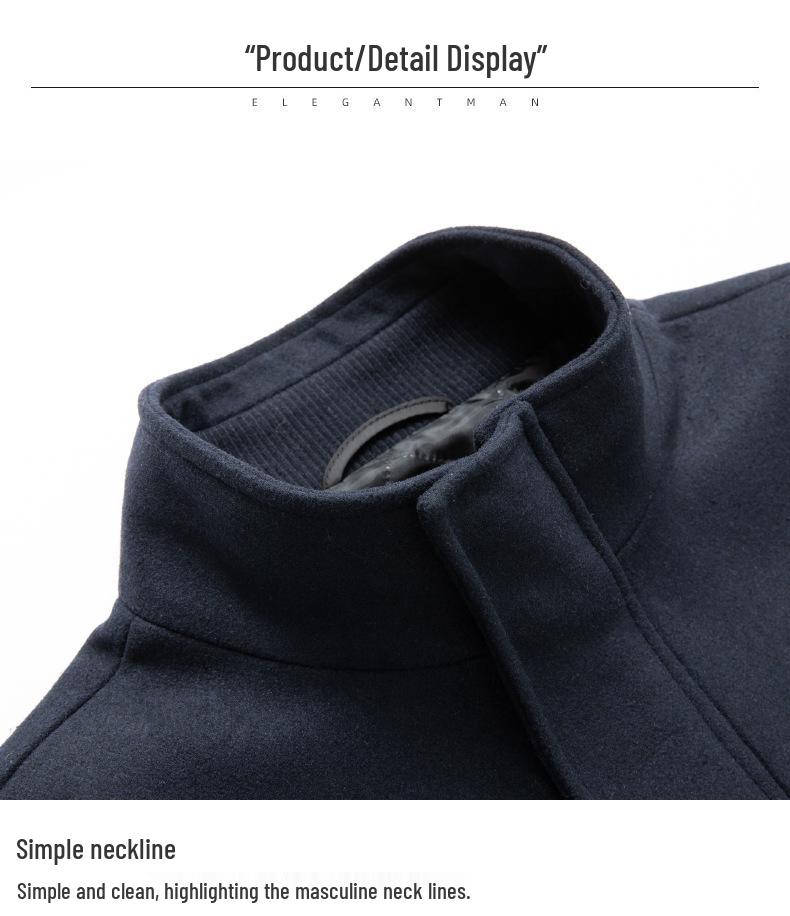 Men's Double-Layer Collar Wool Coat - Autumn/Winter European Size Business Outerwear