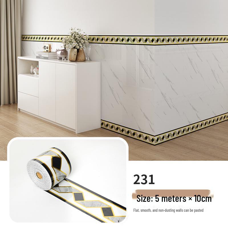 10cm X 5m Self-Adhesive Wall Sticker Roll: Tile Skirting Board & Corner Decoration