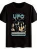 Retro Grafisch T-shirt] Retro Stijl Heren Zwart UFO Tour Grafisch T-shirt | Polyes
