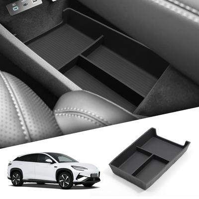 For BYD Sealion 7 EV 2024 2025 Center Console Lower Storage Box Car Tray TPE Organizers Accessories Tidying Black