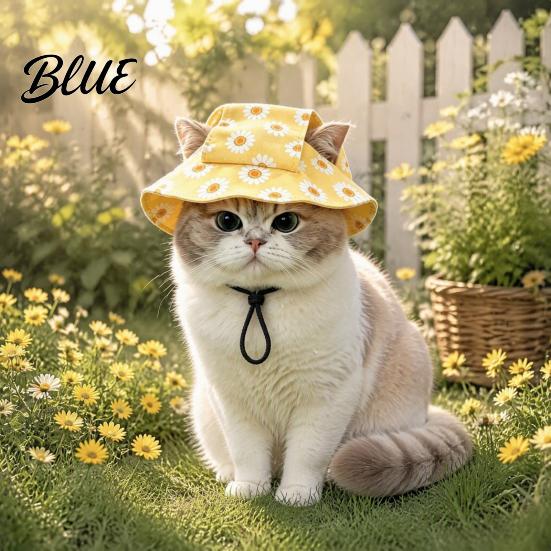 Cat Ears Sunshade Beach Hat Summer Cap with Ear Holes Adjustable Pet Polyester Hat Sun for Small Dogs Cats Outdoor Protection Comfortable Holes