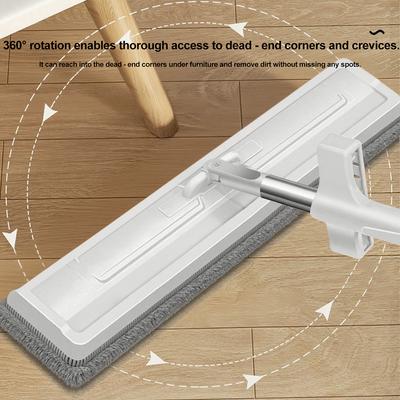Veľký 42 cm plochý mop Samostatný posuvný 360° otočný podlahový mop Mikrovlákno Lenivý Bez umývania rúk Podlahový plávajúci mop Domáce čistiace nástroje